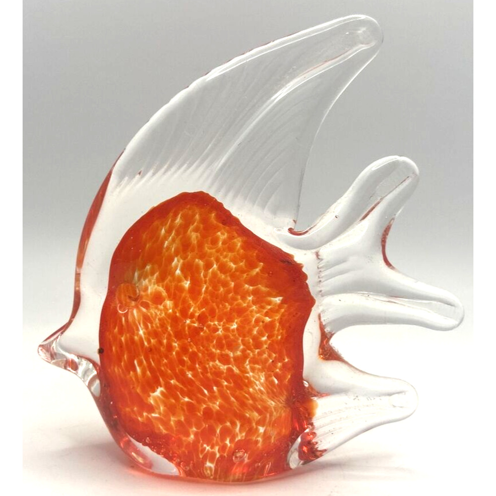 Vintage Glass Orange Fish Paper Weight U258/22